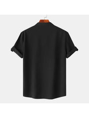 Solid Color Short Sleeve Fitted Shirts