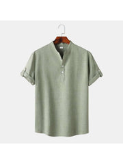 Solid Color Short Sleeve Fitted Shirts