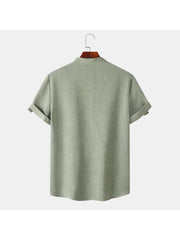 Solid Color Short Sleeve Fitted Shirts