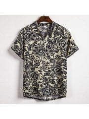 Abstract Floral Cotton Loose Shirts