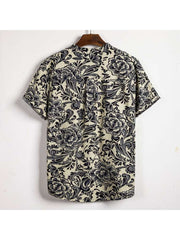 Abstract Floral Cotton Loose Shirts