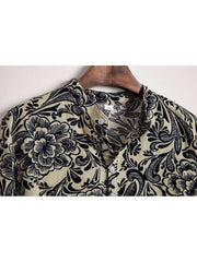 Abstract Floral Cotton Loose Shirts