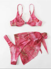 Marbling Spaghetti Straps Backless Bikinis