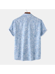 Abstract Printing Cotton Loose Shirts