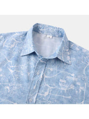 Abstract Printing Cotton Loose Shirts