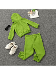 Solid Color Pullover Hooded Girl Clothing Sets