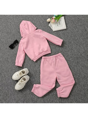 Solid Color Pullover Hooded Girl Clothing Sets