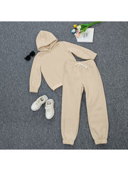 Solid Color Pullover Hooded Girl Clothing Sets