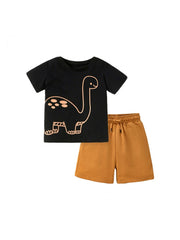 Crewneck Short Sleeve Cotton Boy Clothing Sets