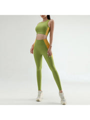 Colorblock Crewneck Skinny Yoga Sets