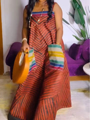 Colorblock Striped Wide Leg Jumpsuits