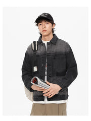 Badge Letter Men's Denim Short Coats