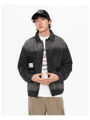 Badge Letter Men's Denim Short Coats