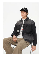 Badge Letter Men's Denim Short Coats