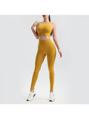 Solid Color High Rise Skinny Yoga Sets