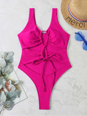 Solid Color Square Neck Fitted One-Pieces