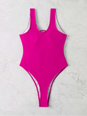 Solid Color Square Neck Fitted One-Pieces