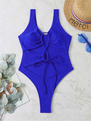 Solid Color Square Neck Fitted One-Pieces