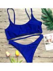 Solid Color Low Rise Fitted Bikinis