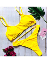 Solid Color Low Rise Fitted Bikinis