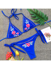 Solid Color Low Rise Fitted Bikinis