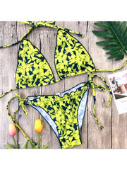 Colorblock Patchwork Square Neck Bikinis