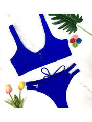 Solid Color Low Rise Fitted Bikinis