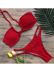 Solid Color Low Rise Fitted Bikinis