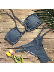 Solid Color Low Rise Fitted Bikinis