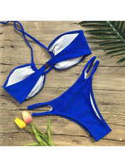 Solid Color Low Rise Fitted Bikinis