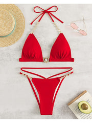 Solid Color Low Rise Fitted Bikinis