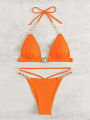 Solid Color Low Rise Fitted Bikinis