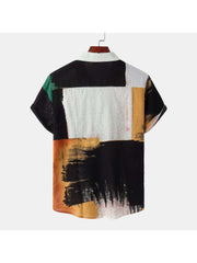 Geometric Pattern Cotton Loose Shirts