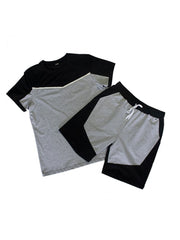 Mens Colorblock Summer Cotton Sports Short Sets