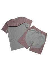 Mens Colorblock Summer Cotton Sports Short Sets