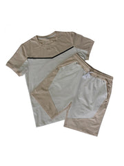 Mens Colorblock Summer Cotton Sports Short Sets