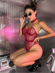 See Through Halter Neck Backless Sexual Bodysuit