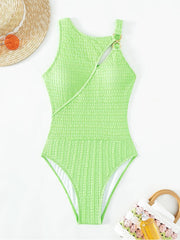 Solid Color Round Neck Fitted One-Pieces