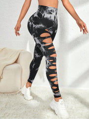 Tie Dye Hollow-out Ripped Leggings