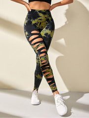 Tie Dye Hollow-out Ripped Leggings