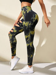 Tie Dye Hollow-out Ripped Leggings