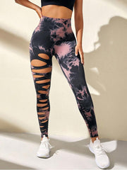 Tie Dye Hollow-out Ripped Leggings