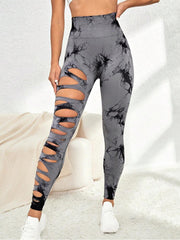 Tie Dye Hollow-out Ripped Leggings