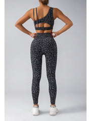 Leopard Asymmetrical One-shoulder Yoga Sets