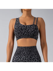 Leopard Asymmetrical One-shoulder Yoga Sets