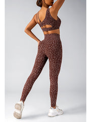 Leopard Asymmetrical One-shoulder Yoga Sets