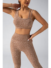 Leopard Asymmetrical One-shoulder Yoga Sets