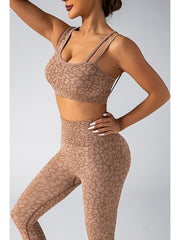 Leopard Asymmetrical One-shoulder Yoga Sets