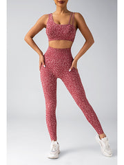 Leopard Asymmetrical One-shoulder Yoga Sets