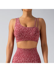 Leopard Asymmetrical One-shoulder Yoga Sets